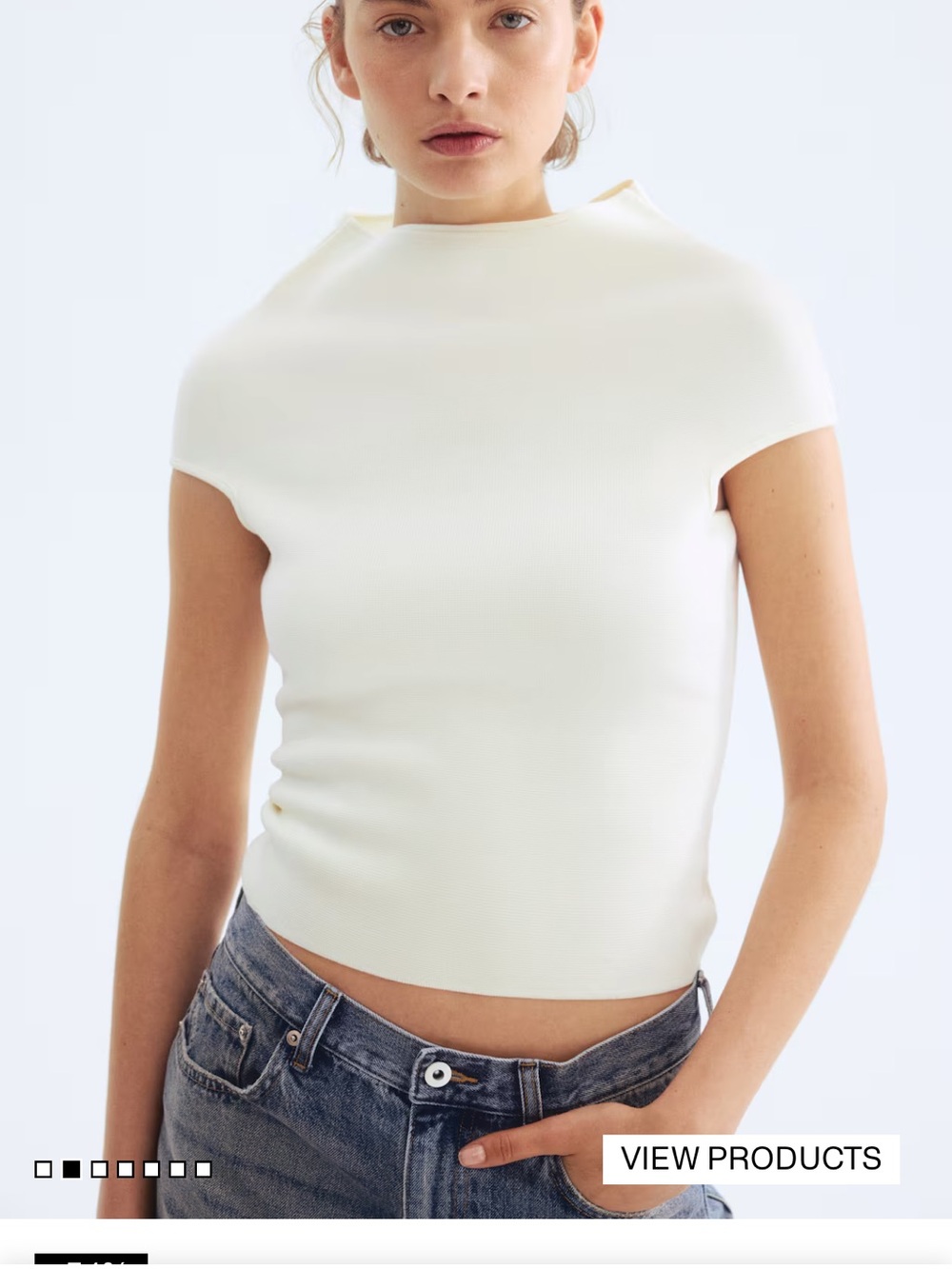 Women’s Cream Cap-Sleeve Stretch Top